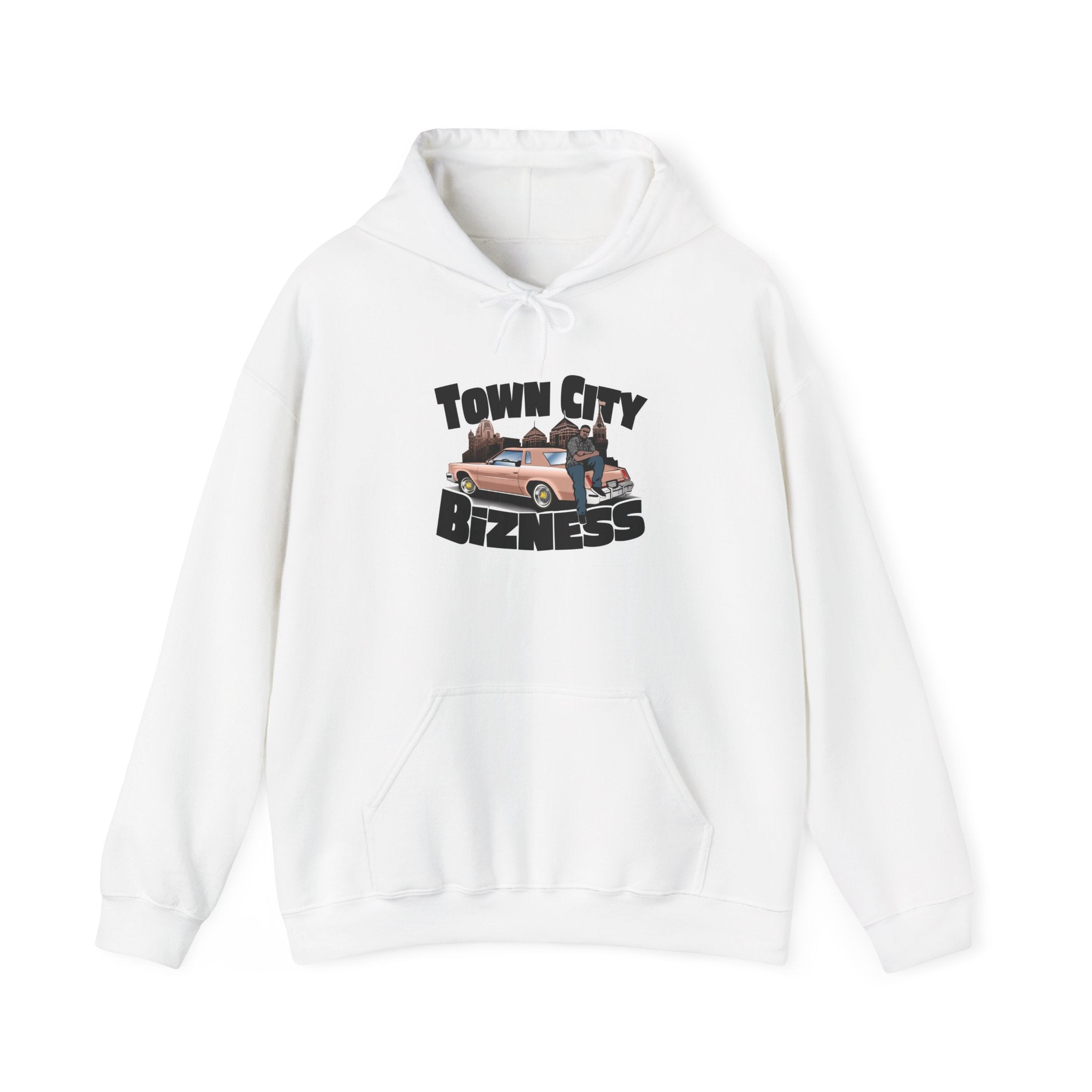 Hoodie — 'Town City Bizness' Retro Car Design with Photo Back