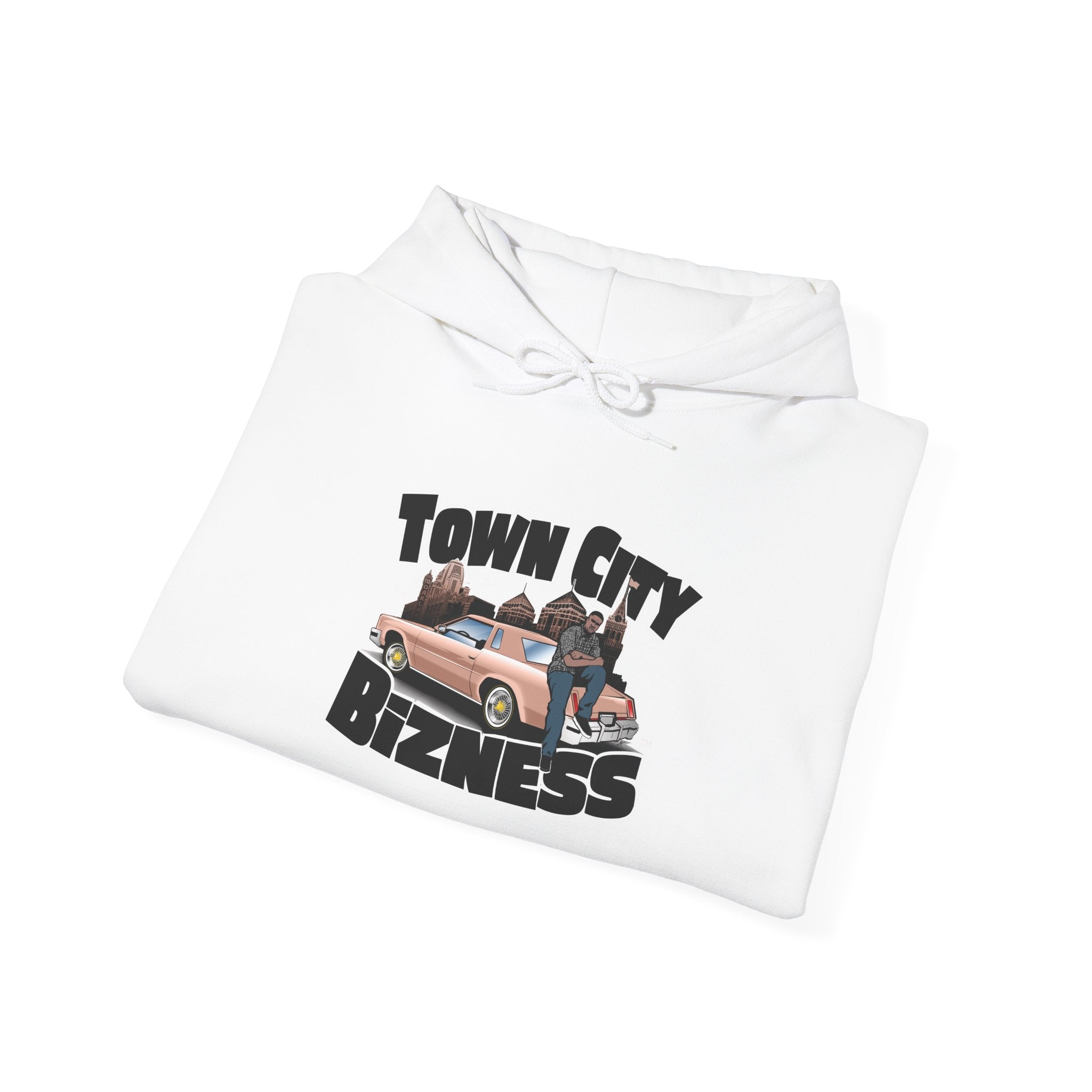 Hoodie — 'Town City Bizness' Retro Car Design with Photo Back
